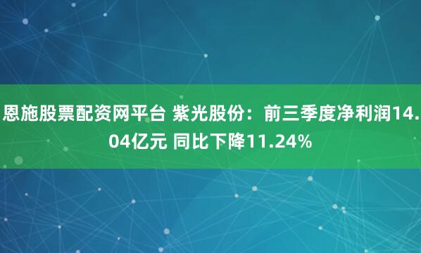 恩施股票配资网平台 紫光股份：前三季度净利润14.04亿元 同比下降11.24%